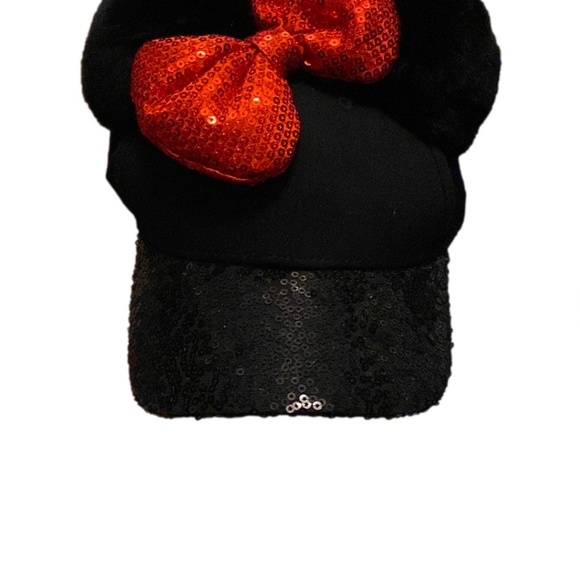 NWOT DISNEY Licensed Minnie Mouse Ears Sequin Red Bow Baseball Hat Girls OS - Picture 2 of 9